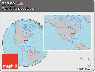 Gray Location Map of ZIP Code 32759, highlighted county, within the entire country