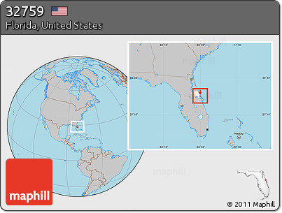 Gray Location Map of ZIP Code 32759, highlighted county