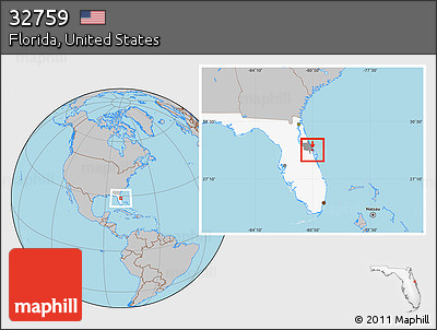 Gray Location Map of ZIP Code 32759, highlighted county, highlighted state