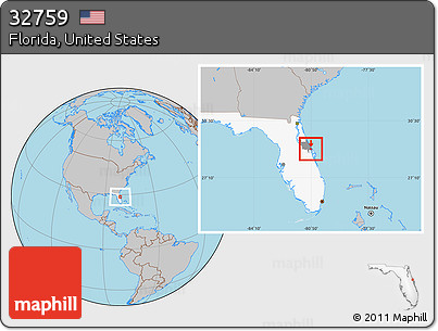 Gray Location Map of ZIP Code 32759, highlighted county, highlighted state