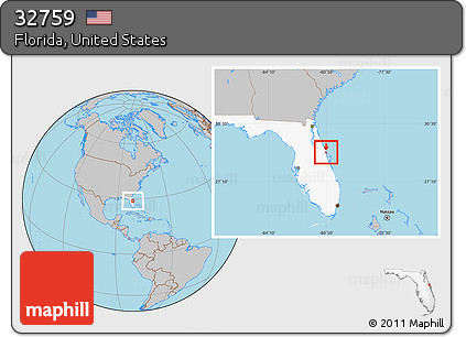 Gray Location Map of ZIP Code 32759, highlighted state