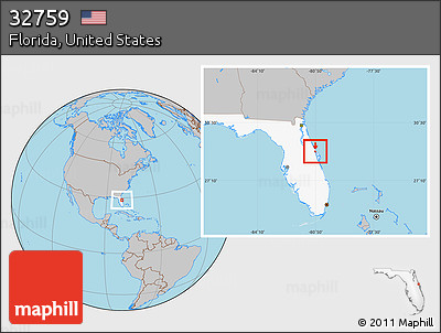 Gray Location Map of ZIP Code 32759, highlighted state