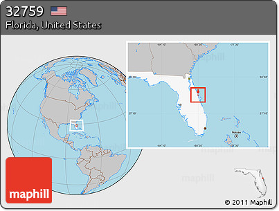 Gray Location Map of ZIP Code 32759, highlighted state
