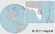 Gray Location Map of ZIP code 32759, highlighted state, hill shading