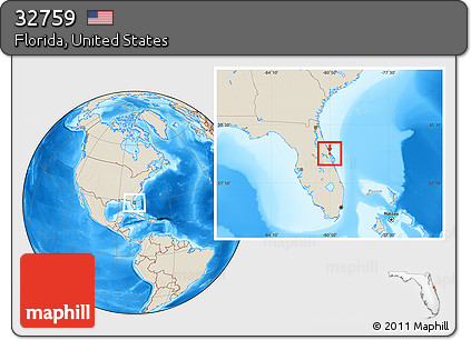 Shaded Relief Location Map of ZIP Code 32759
