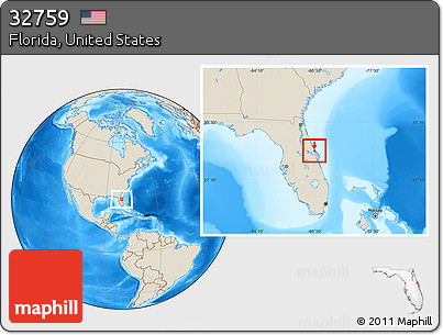 Shaded Relief Location Map of ZIP Code 32759