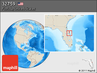 Shaded Relief Location Map of ZIP Code 32759