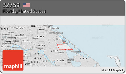 Silver Style Panoramic Map of ZIP Code 32759