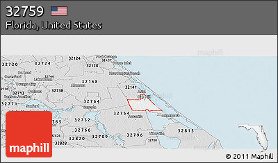 Silver Style Panoramic Map of ZIP Code 32759