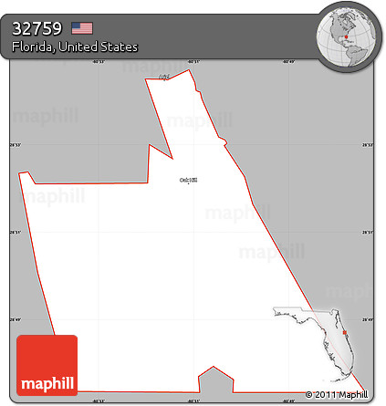 Gray Simple Map of ZIP Code 32759, cropped outside