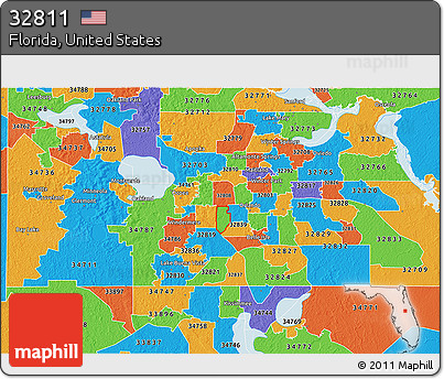 Political 3D Map of ZIP Code 32811