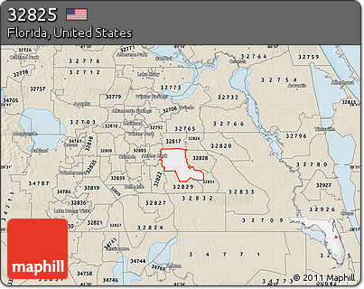 Classic Style Map of ZIP Code 32825