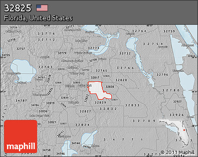 Gray Map of ZIP Code 32825