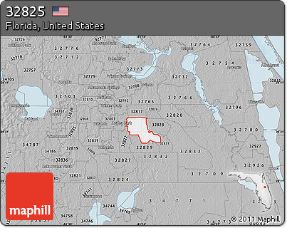 Gray Map of ZIP Code 32825