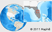 Shaded Relief Location Map of ZIP code 32827, highlighted country, highlighted state