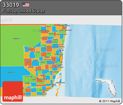 Political 3D Map of ZIP Code 33019