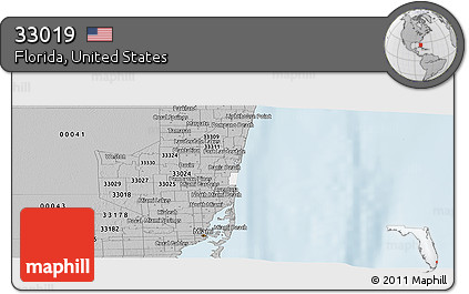 Gray Panoramic Map of ZIP Code 33019