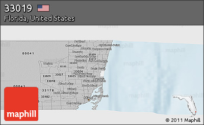 Gray Panoramic Map of ZIP Code 33019