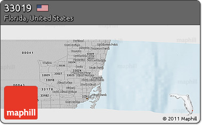 Gray Panoramic Map of ZIP Code 33019
