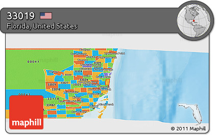 Political Panoramic Map of ZIP Code 33019