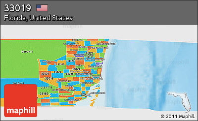 Political Panoramic Map of ZIP Code 33019
