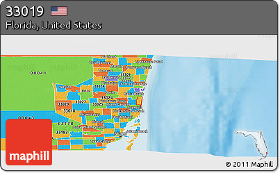 Political Panoramic Map of ZIP Code 33019