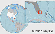Gray Location Map of ZIP code 33023, highlighted country, highlighted state, hill shading