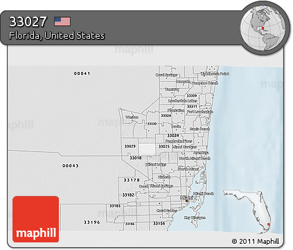 Silver Style 3D Map of ZIP Code 33027