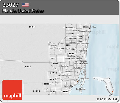Silver Style 3D Map of ZIP Code 33027