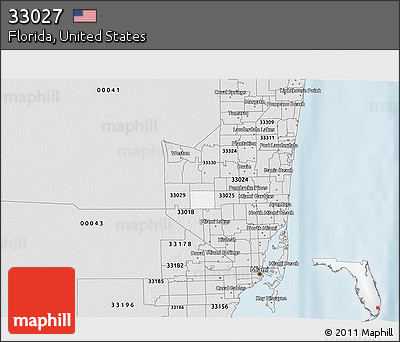 Silver Style 3D Map of ZIP Code 33027