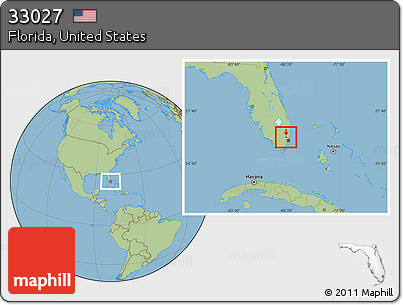 Savanna Style Location Map of ZIP Code 33027