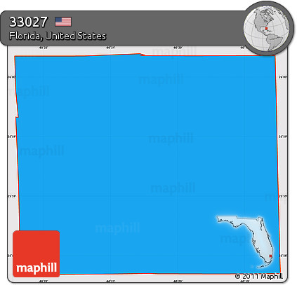 Political Simple Map of ZIP Code 33027, cropped outside