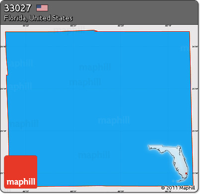 Political Simple Map of ZIP Code 33027, cropped outside