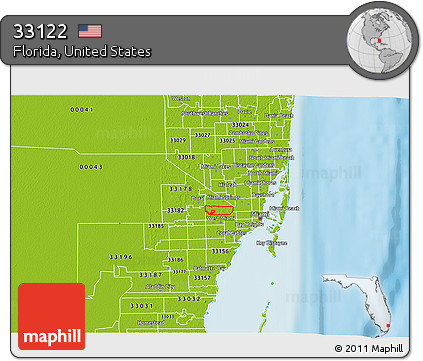Physical 3D Map of ZIP Code 33122