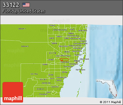 Physical 3D Map of ZIP Code 33122