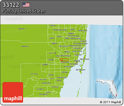 Physical 3D Map of ZIP Code 33122