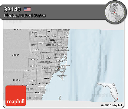 Gray 3D Map of ZIP Code 33140