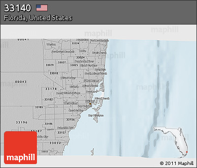 Gray 3D Map of ZIP Code 33140