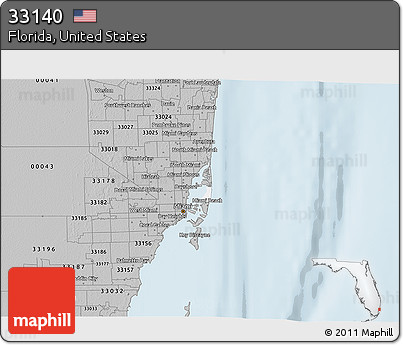 Gray 3D Map of ZIP Code 33140