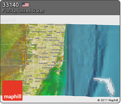 Satellite 3D Map of ZIP Code 33140