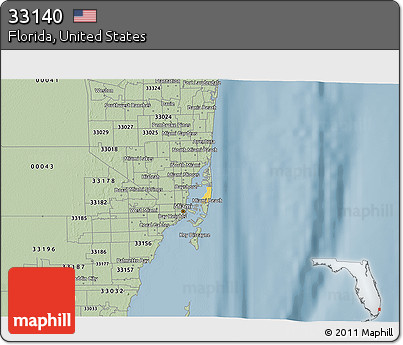 Savanna Style 3D Map of ZIP Code 33140