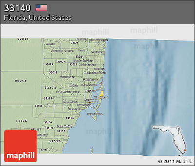 Savanna Style 3D Map of ZIP Code 33140
