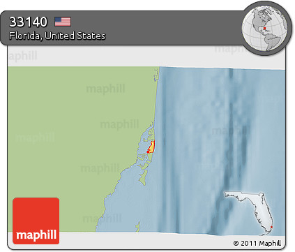 Savanna Style 3D Map of ZIP Code 33140, single color outside