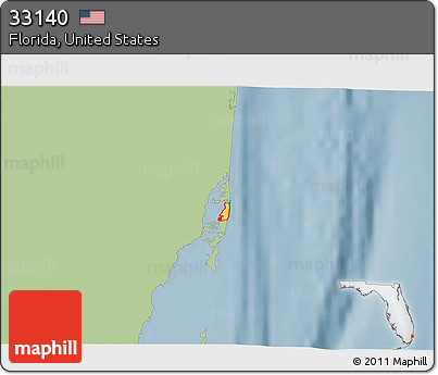 Savanna Style 3D Map of ZIP Code 33140, single color outside