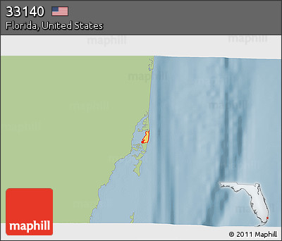 Savanna Style 3D Map of ZIP Code 33140, single color outside