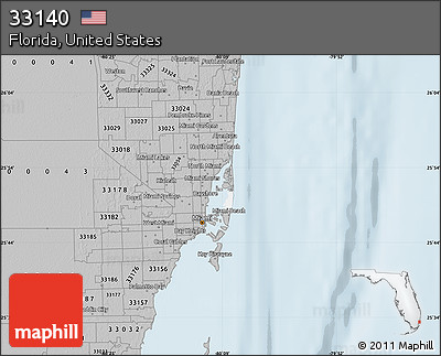 Gray Map of ZIP Code 33140