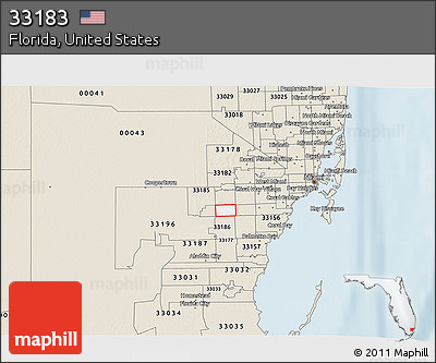 Classic Style 3D Map of ZIP Code 33183