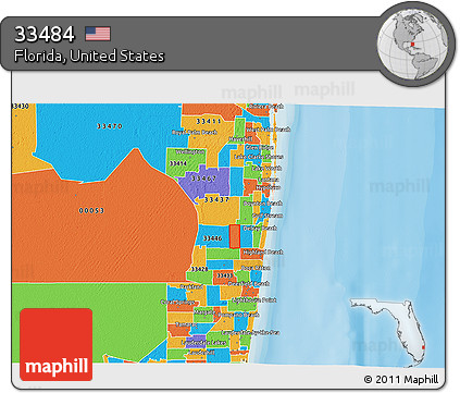 Political 3D Map of ZIP Code 33484