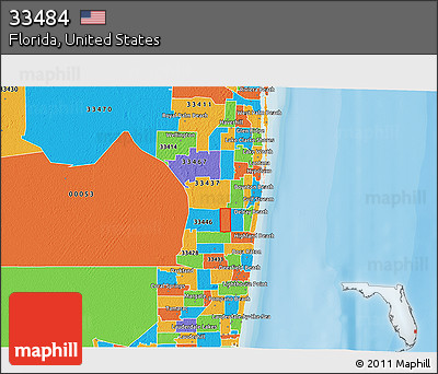 Political 3D Map of ZIP Code 33484