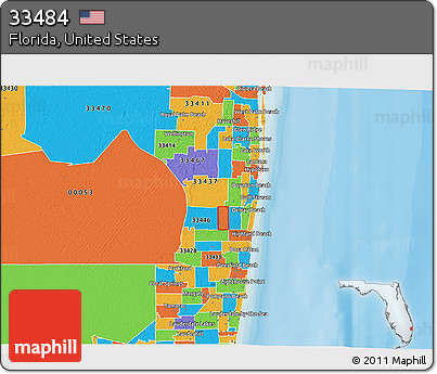 Political 3D Map of ZIP Code 33484
